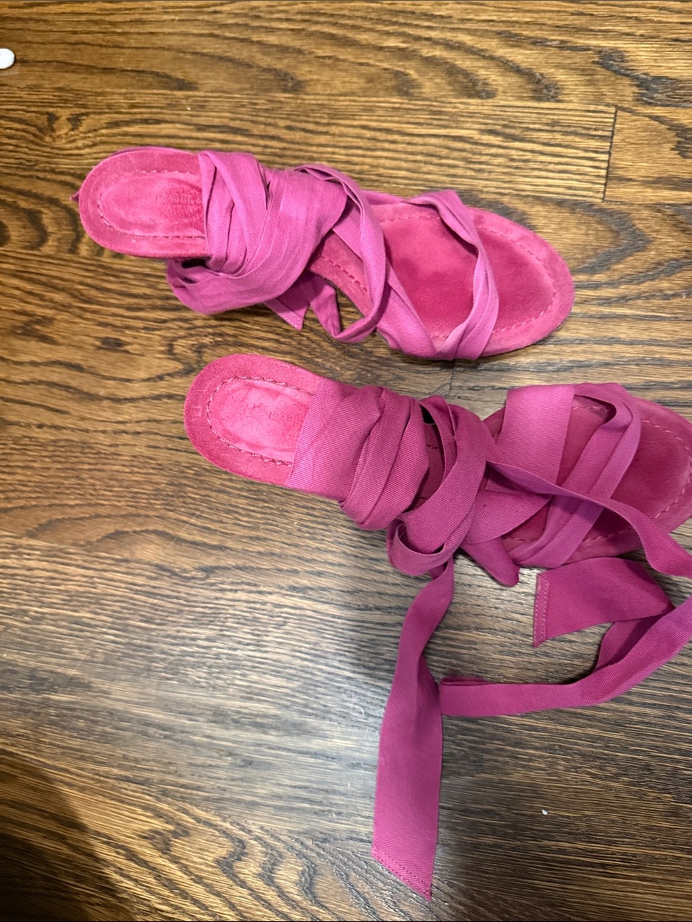 Isabel Marant Arieli Fuchsia Grosgrain Ankel-Wrap High Heel Suede Sandal size 39 - Picture 6 of 7